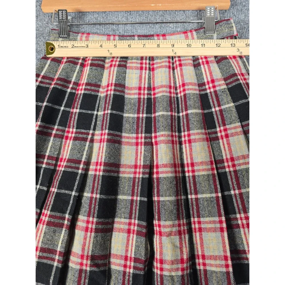 VTG MJ Concepts in Sportswear Plaid Pleated Midi Skirt Women Size 9 Wool‎ Blend